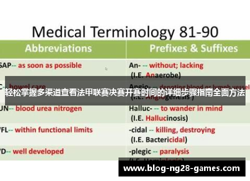 轻松掌握多渠道查看法甲联赛决赛开赛时间的详细步骤指南全面方法